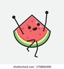An illustration of Cute Watermelon Mascot Vector Character in Flat Design Style