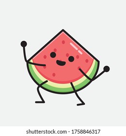 An illustration of Cute Watermelon Mascot Vector Character in Flat Design Style