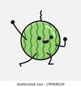 An illustration of Cute Watermelon Mascot Vector Character