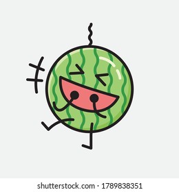 An illustration of Cute Watermelon Mascot Vector Character