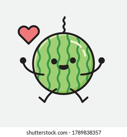 An illustration of Cute Watermelon Mascot Vector Character