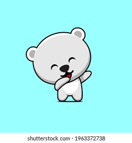 illustration of cute white bear dabbing vector design