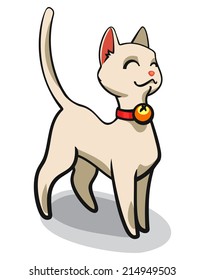 Illustration of a Cute White Cat. Vector cartoon.
