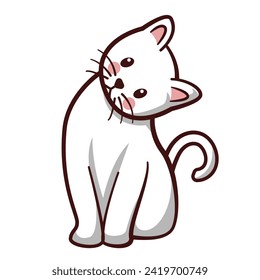 illustration of a cute white cat. vector illustration on a white background