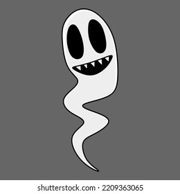 An illustration of a cute white ghost