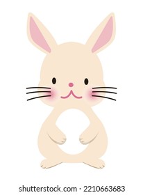 Illustration of a cute white rabbit. Zodiac animal, rabbit year, material for New Year's cards