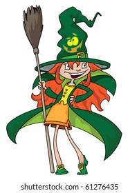 Illustration of a cute witch