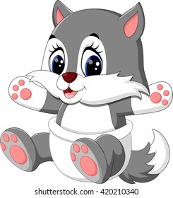 illustration of Cute wolf cartoon