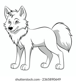 Illustration of a cute wolf for children's coloring book.