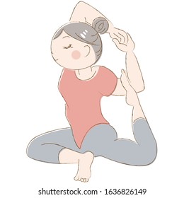 Illustration of a cute woman doing yoga