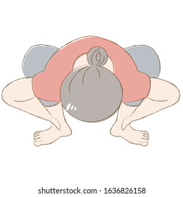 Illustration of a cute woman doing yoga