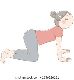 Illustration of a cute woman doing yoga