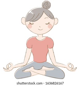 Illustration of a cute woman doing yoga