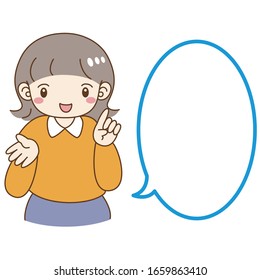 Illustration of a cute woman explaining