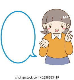 
Illustration of a cute woman explaining