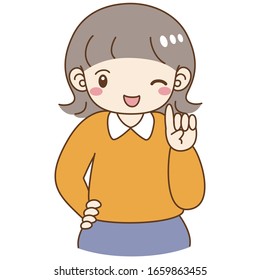 
Illustration of a cute woman explaining