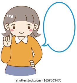 
Illustration einer süßen Frau, die erklärt