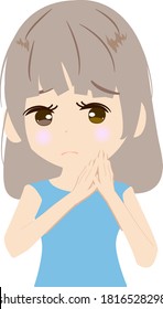 Illustration of a cute woman who is shy