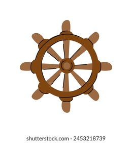 An illustration of a cute wooden ship wheel.