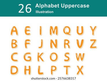 Illustration of Cute Yellow Alhabet Uppercase Pack