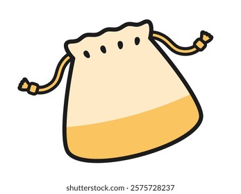 Illustration of a cute yellow drawstring bag