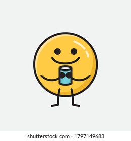 Ilustración del carácter del vector del emoticono amarillo puro