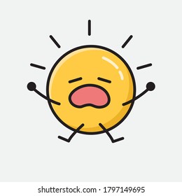 Ilustración del carácter del vector del emoticono amarillo puro