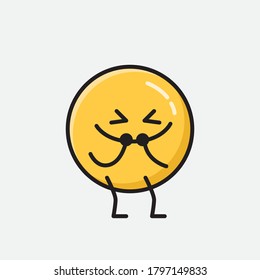 Ilustración del carácter del vector del emoticono amarillo puro