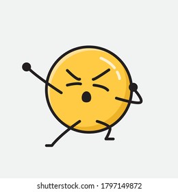 Ilustración del carácter del vector del emoticono amarillo puro