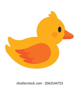Illustration of a cute yellow rubber duck on a white background, icon logo isolated on white background vector illustration. cute cartoon character.