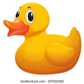 Illustration cute yellow rubber duck white background