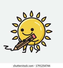An illustration of Cute Yellow Sun Mascot Vector Character