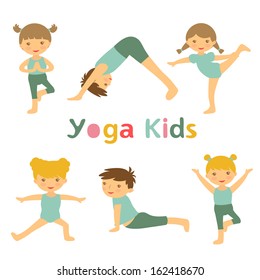 An illustration of cute yoga kids