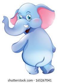 Illustration of a cute young elephant on a white background