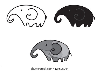 Illustration of a cute, young three elephants