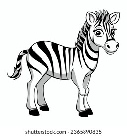 Illustration of a cute zebra for children's coloring book.