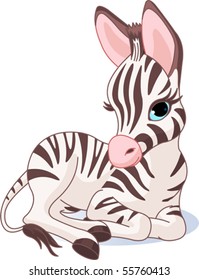 Illustration of a cute zebra foal