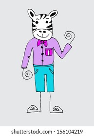 Illustration of cute Zebra in Jaidee Family Style