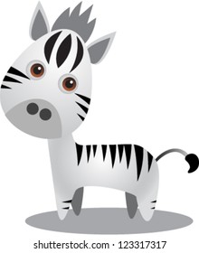 Illustration of a cute zebra on white