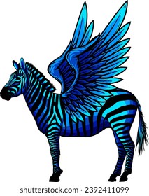 illustration of Cute zebra with wings. Isolated on white background