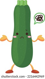 Illustration of a cute zucchini character with a grumpy face