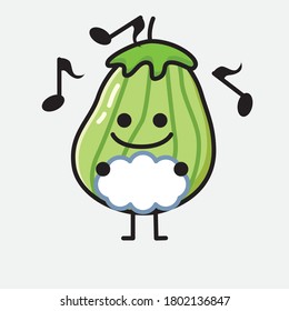 An illustration of Cute Zucchini Fruit Mascot Vector Character