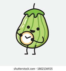 An illustration of Cute Zucchini Fruit Mascot Vector Character
