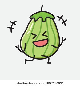 An illustration of Cute Zucchini Fruit Mascot Vector Character
