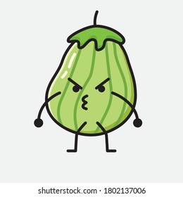 An illustration of Cute Zucchini Fruit Mascot Vector Character