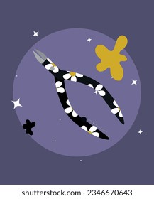 Illustration Cuticula Nipper mit Daisy-Muster