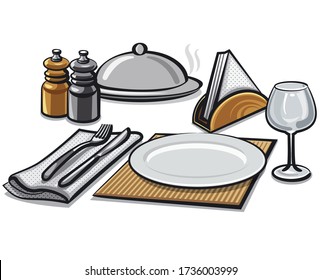 illustration of the cutlery and tableware for dinner