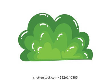 illustration cutout rock surrounded by green trees and stone