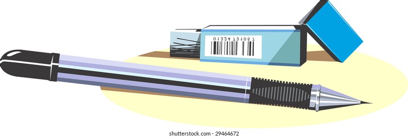 Illustration of a cutter sharpened pencil an cutter	