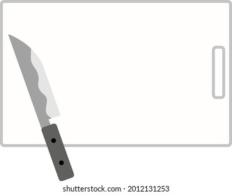 Illustration of cutting board and kitchen knife